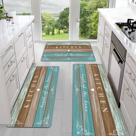 Sofort Farmhouse Kitchen Rugs Set of 3, Non Slip Washable Kitchen Mats for Floor Kitchen Runner Rug, Rugs for Kitchen Floor, Hallways, Entryway, Laundry, Brown