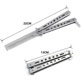 Cutefly Metal Butterfly Comb 2 Pieces Stainless Steel Butterfly Comb Foldable Pocket Comb Butterfly Style Comb for Men Styling Hair Barber Comb Hair Styling (Silver/Black)