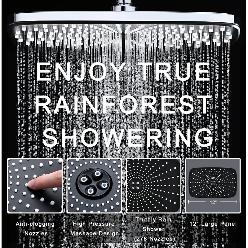 Rain Shower Head with Handheld Showerhead, Chrome 1.8GPM 460311