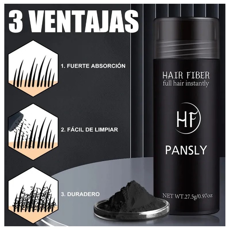 Polvo De Fibra Capilar Negro Cubre Raíz De Cabello Calvicie