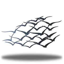 Riverside Designs Flock of Birds Metal Art Steel Wall Decor (24", Black)