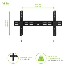 Kanto PT400 Tilting TV Mount for 40" to 90" TVs | Up to 150 lb | VESA 800 x 400 | 12° of Tilt | Low Profile Design | Extra Wide Wall Plate