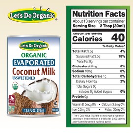 Let's Do Organic Evaporated Coconut Milk - 13.5 Fl Oz (Pack of 12)