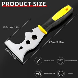 Paint Scraper Tool with Nylon Brush Paint Scrubbing (3Pcs Mixed), 13-in-1 Stainless Steel Multi-Function Scraper Tool for Paint Removal, Plastering Tools, Straight Scraper, Curved Scraper