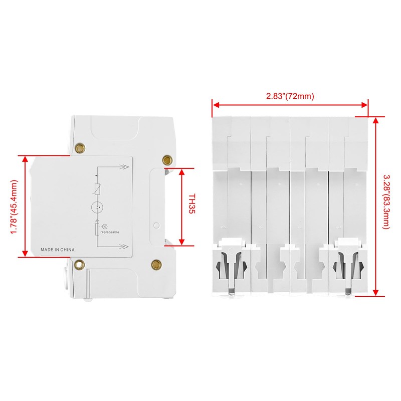 Heschen Surge Protector SPD, HS-20RT-C, 4P 275VAC 20KA, Integrated Replaceable