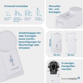 Homematic IP Homematic IP Smart Home Trschlossantrieb, elektronisches Trschloss, Smart Lock ohne Umbau, Tr?ffner per App, Alexa & Google Assistant, 154952A0
