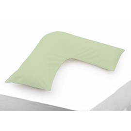 Belledorm Green V shaped pillow case cover with poppers - 200 thread count percale - pregnancy maternity orthopaedic support nursing (Apple)