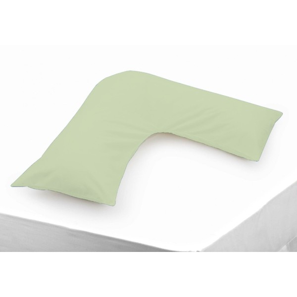 Belledorm Green V shaped pillow case cover with poppers -