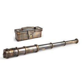 V.Empire Handcrafted Telescope | with Box | Functional Vintage Replica Brass Nautical Antique Ship Telescope | Brass Nautical Spyglass & Collectible Decor | for Kids | 15 Inches