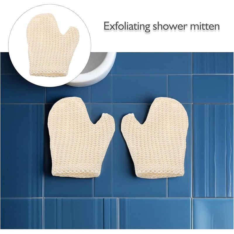 Guantes de Baño Exfoliantes de Sisal – 2 Piezas Blanco