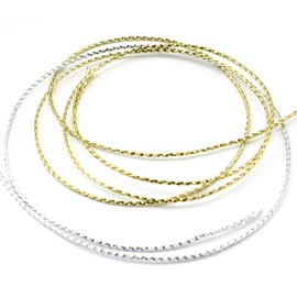 Lind Kitchen 2PCS Gold and Siver Tinsel Cord Rope Wire Tag Rope Metallic Cord Non-Stretch Ribbon for Jewelry Making Gift Wrap Ribbon, 20m