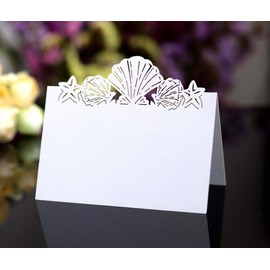 JOYJULY Pack of 50 Beach Themed Wedding Place Card Seashell Table Numbers Name Place Card