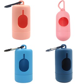 Pack of 4 waste bag dispensers, dog waste bag dispenser with carabiner hook, 22 x 30 x 6 cm, waste bag holder, waste bag dispenser for dogs, reusable, hang on a dog collar, backpack or lead