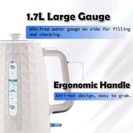 Huogary Electric Tea Kettle, Water Boiler, Heater Auto-Shutoff & Boil-Dry Protection, Water Boiler for Coffee & Tea Pot, 1200 Watts for Fast Boiling, Large Capacity with 1.7L,120V