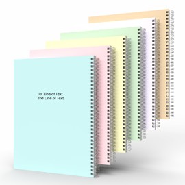 Custom Left Handed Spiral Notebook Journals with Pastel Colored Covers - 6 Pack of 8.5" x 11" – College Ruled, Hard Cover, 50 Sheets Per Book – For Journaling, Office, School Supplies, etc.