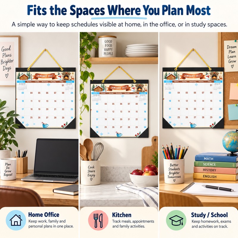 2027 Wall Calendar for Daily Planning – Festive Watercolor Art