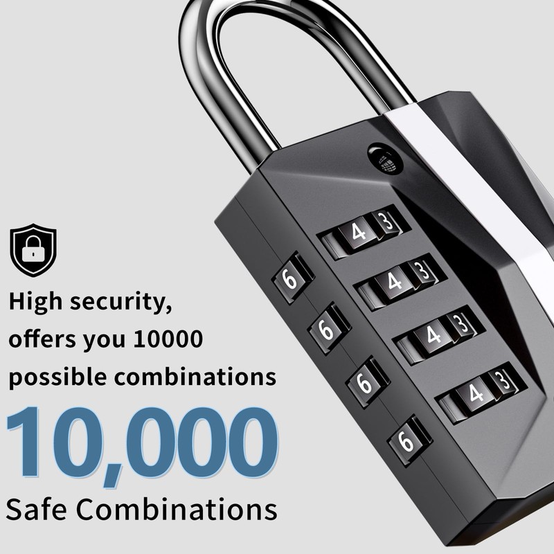 Combination Lock 4 Digit, Resettable, Waterproof Metal, School/Gym Locker Lock,