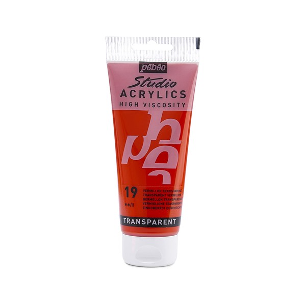 Pebeo 100 ml Studio Acrylic Paint, Transparent Vermilion