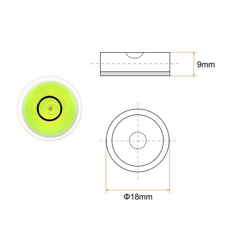 sourcing map Round Bubble Level 18x9mm Mini Circular Bullseye Spirit