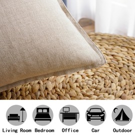 Jeanerlor - Funda de cojín decorativa de algodón y lino, color amarillo, 30 x 50 cm, con doble aguja, puntada en el borde para cafetería, bar/balcón (30 x 50 cm)