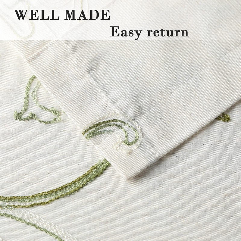 VOGOL Leaves Pattern Valances for Kitchen Window, Elegant Linen Textured