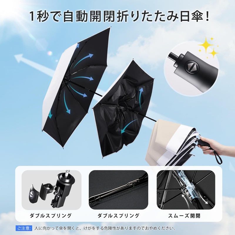 CICIBELLA Folding Umbrella, One-touch Automatic Open/Close, Parasol, UV Protection, 100%