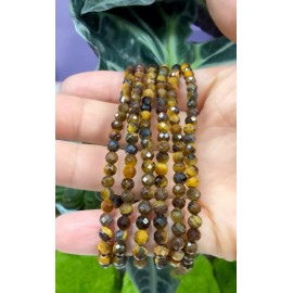 Unbranded Wholesale 6 Pcs  4mm Faceted Natural Tiger Eye 7.5” Healing Stretch Bracelet