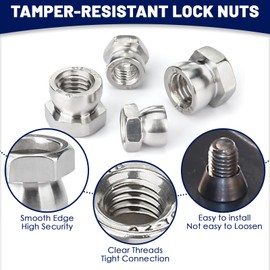 Dosoniko 50pcs M8 Nylon Lock Nuts 304 Stainless Steel Insert Hex Nuts Screw-off Tamperproof Security Shear Nuts for Outdoor Courtyard Facilities, Construction and other Industrial Sectors (M8)