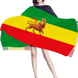 Endargros Ethiopia with Lion Nation Flag Womens Winter Scarf Soft Warm Blanket Scarves Fringe Pashmina Scarf 77" L x28