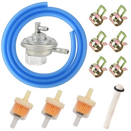 Trkimal Two Head Vacuum Fuel Pump Petcock + Gas Fuel Filter Hose Tube Line Spring Clips for GY6 50cc 150cc 139QMB 157QMJ Scooter ATV TaoTao Twister Trailmaster Manco Tomberlin Go Kart Moped
