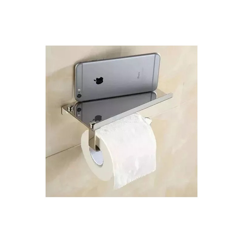 ArgenMex Porta-rollo De Rollos Sanitarios Acero Inoxidable Con Repisa