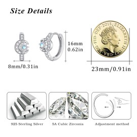 MEDWISE Moonstone/Opal Earrings Women 925 Sterling Silver Star Earrings Sun Moonstone Drop Earrings Gold Ectagonal Star Hanging Earrings Moonstone Jewellery for Women Ladies Girlfriend Lovers,