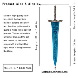 ZKBWFLA Real Metal Game Replica Props Dark Moon Greatsword 48inchs for Cosplay Display and Collection