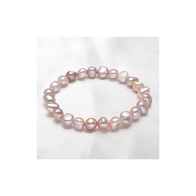 Handgefertigtes Damen-Armband mit 7–8 mm Süßwasserperlen | Dehnbares Perlenarmband für