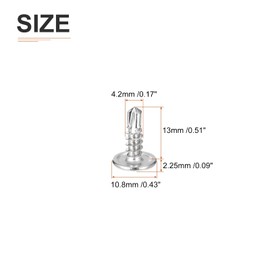 DTGN #8x1/2 Sheet Metal Screws - 100 Pack - for Wood, Furniture - Carbon Steel Phillips Round Head Washer Drill Tail Self Tapping Screws - Silver