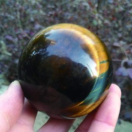 Acxico 1 pcs Natural Blue Tiger's Eye Jasper Quartz Sphere Crystal Ball Rock Healing 3cm