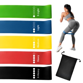 5 Pcs Resistance Bands with Black Storage Bag, 5 Different Resistance Levels Elastic Exercise Bands Set for Women Men Home Gym Pilates Yoga Physio Body Shaping Exercise