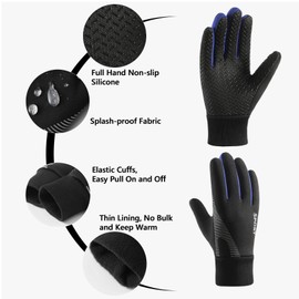 Long Keeper Kinder Fahrradhandschuhe Radsport-Handschuhe für Jungen Mädchen rutschfest Warme Winterhandschuhe Sporthandschuhe Fahrrad Radfahren Klettern Fußball (Blau-M, M-(Handumfang: 16–18 cm))