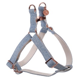 DOGWONG Blue Hemp Dog Harness, Great Halter Dog Harness for Sensitive Skin or Allergies Durable Adjustable Cotton Puppy Dog Harness for Small Medium Large Dog