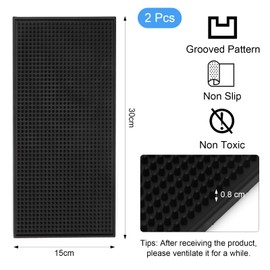APOMOONS Pack of 2 30 x 15 cm Bar Mat, Black Dish Drying Mat, Sink Drying Mat, Dish Bar Mat, Quick Drying of Glasses, Tableware, Drying Pad for Bar, Club, Kitchen, Restaurants, Counters, Cafe