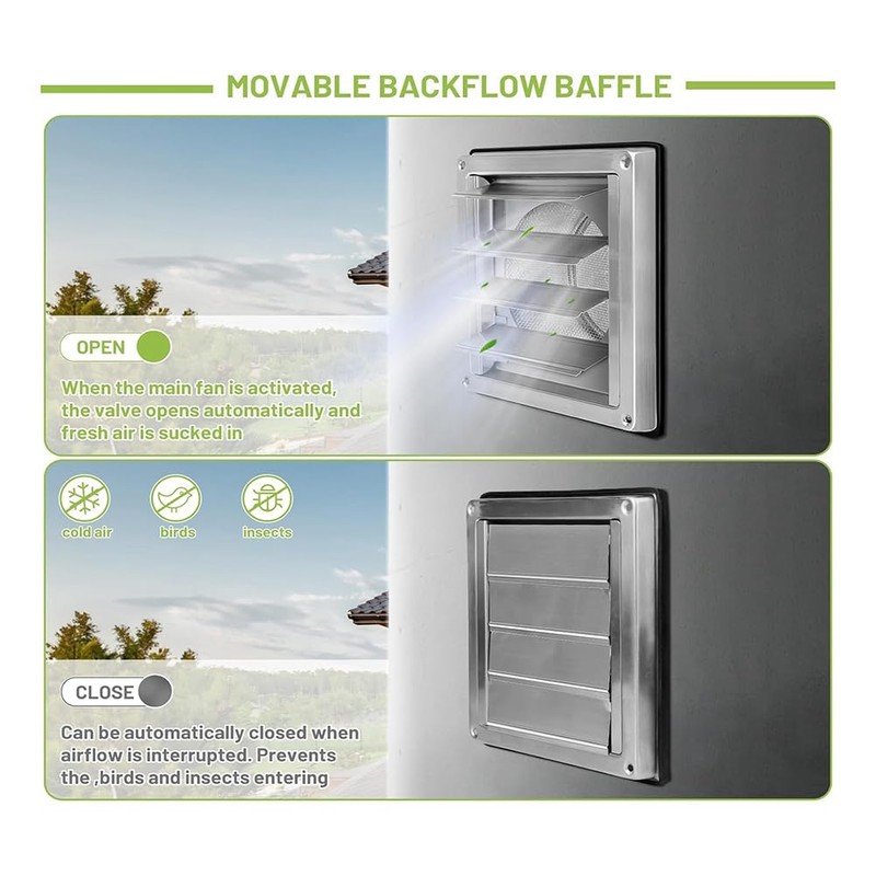 Ventilation Grille 150mm Stainless Steel Air Vents Cover, Louvered Grille