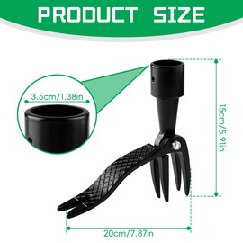 Lotsdonxia Stand-Up Weed Puller Tool - 4-Claw Ergonomic Garden Weeder for Deep Root Removal, Detachable Root Grabber, No-Bend Weeding for Lawns, Patios & Flower Beds, Handle Not Included (Black)