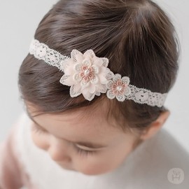 Asphinien Lace Baby girls Headband Handmade Soft Nylon Hair Band for Toddler Newborn Infant Floral Head Wrap Birthday Party Shower Accessories 0-24 Months (Style 6)