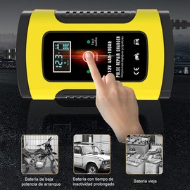 DQST Cargador de Bateria de Auto 12V 6A con LCD Pantalla, Ajuste Inteligente de Corriente para Cargar y Proteger La Batería. Aplicado a Coche, Motocicleta, SUV