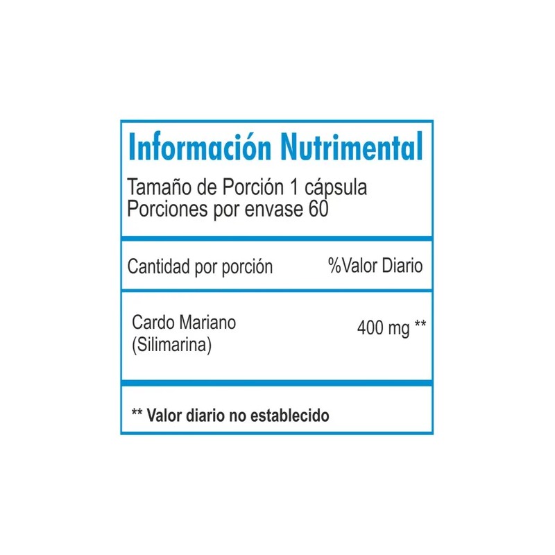 Essentials Silimarina 400 Mg 60 Tabletas Sabor Sin sabor