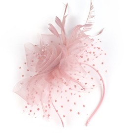 Aimiwial Blush Pink Gold Fascinators Hats for Women,Tea Party Hats for Kentucky Derby, Cocktail, Wedding, Fancy Dress Party for Girls and Women