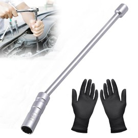 QEEROYO Spark Plug Wrench, Swivel Magnetic Socket Wrench, Universal Flexible Spark Plug Wrench, Rotating Car Spark Plugs, for Car and Motorcycle, Spark Plug Remover, Long Handle 16 mm