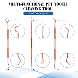 Hotop 3 Pieces Dog Dental Tooth Scaler and Scraper Stainless Double Headed Tarter Removing Tool Scraper Pet Teeth Cleaning Tools for Dog and Cat (Rose Gold)