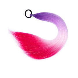 Colored Hair Extensions for Kids Ombre Ponytail Extension Colorful 2 Packs, 20 inch Crazy Hair Day Accessories for Girls, DIY Festival Wacky Rave Braids,Tinsel Mixed