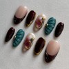 MAGLFELL Uñas Postizas de Gel de Otoño Almendradas de Longitud